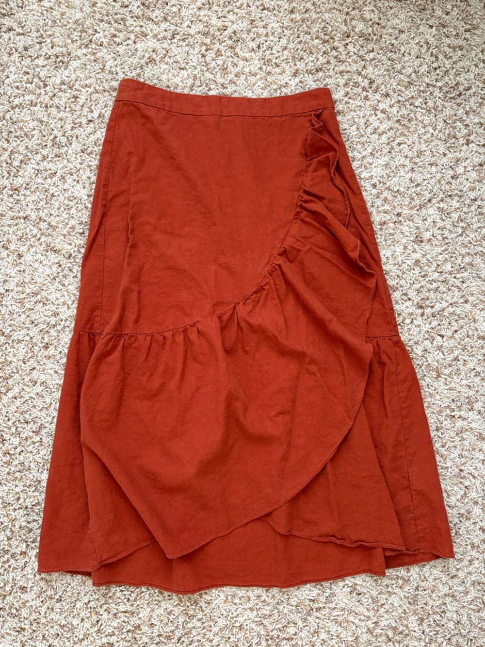 MADEWELL | FAUX WRAP MIDI SKIRT | ORANGE | SIZE 10